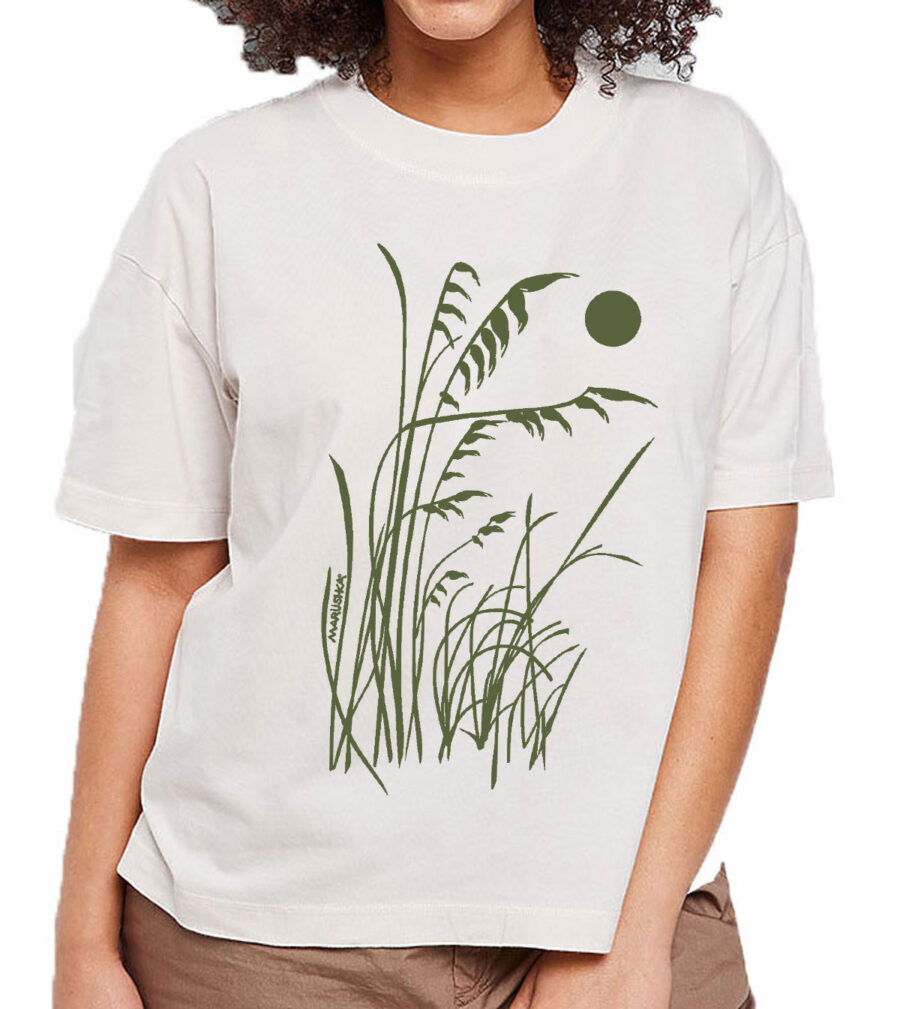 Boxy Crew T Beachy (Olive on Porcelain)
