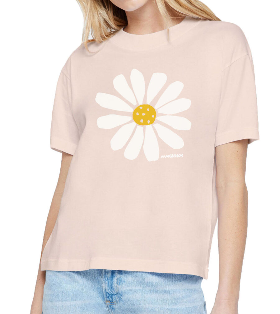 Boxy Crew T Big Daisy (Multi on Blush)