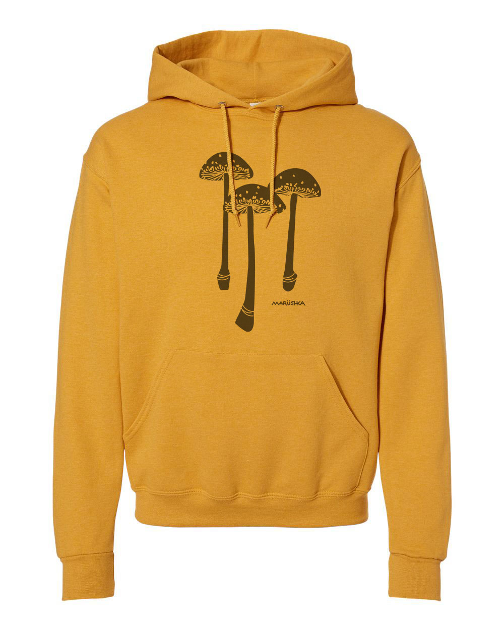 Classic Hoodie 3 Mushrooms (Black on Mustard)