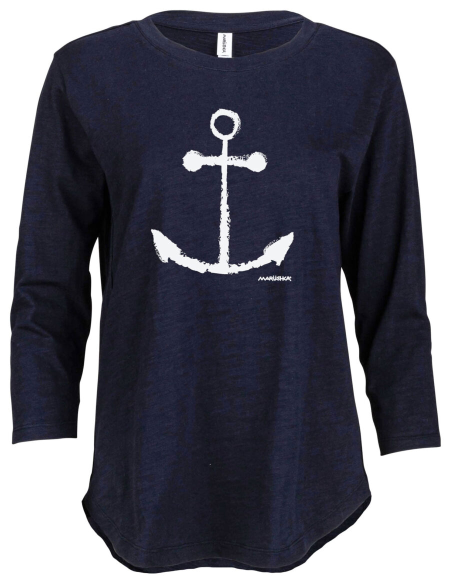 3/4 Slub Hi-Lo Anchor (White on Navy)