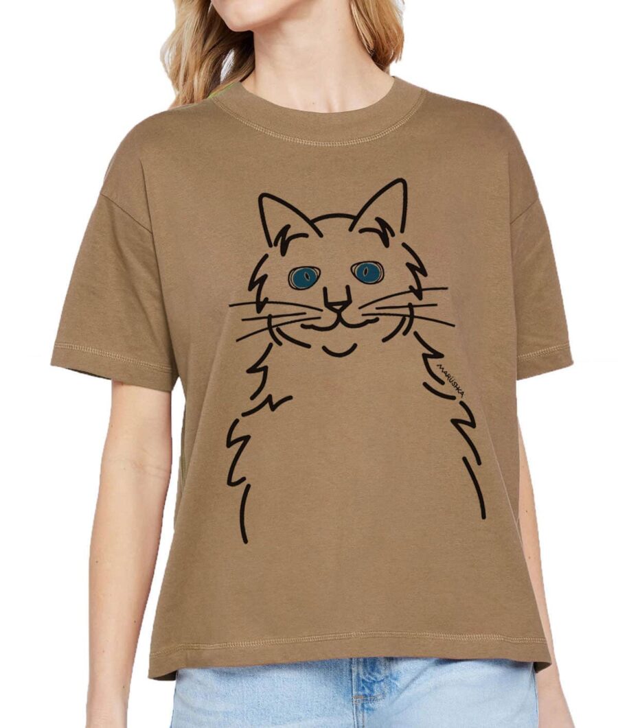 Boxy Crew T Cat Eyes (Multi on Brown)