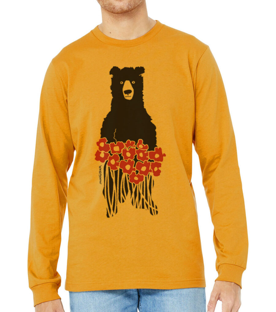 Long Sleeve T Bear Flowers (Multi on Mustard)