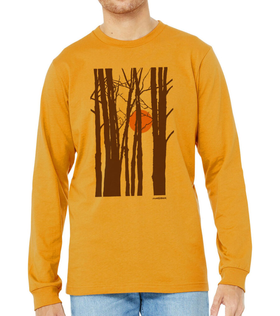 Long Sleeve T Autumn Sun (Brown & Orange on Mustard)