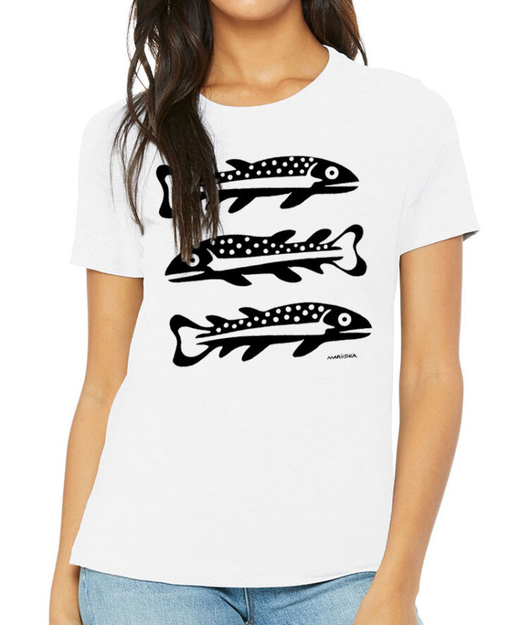 Relaxed Crewneck 3 Fish (Black on White)