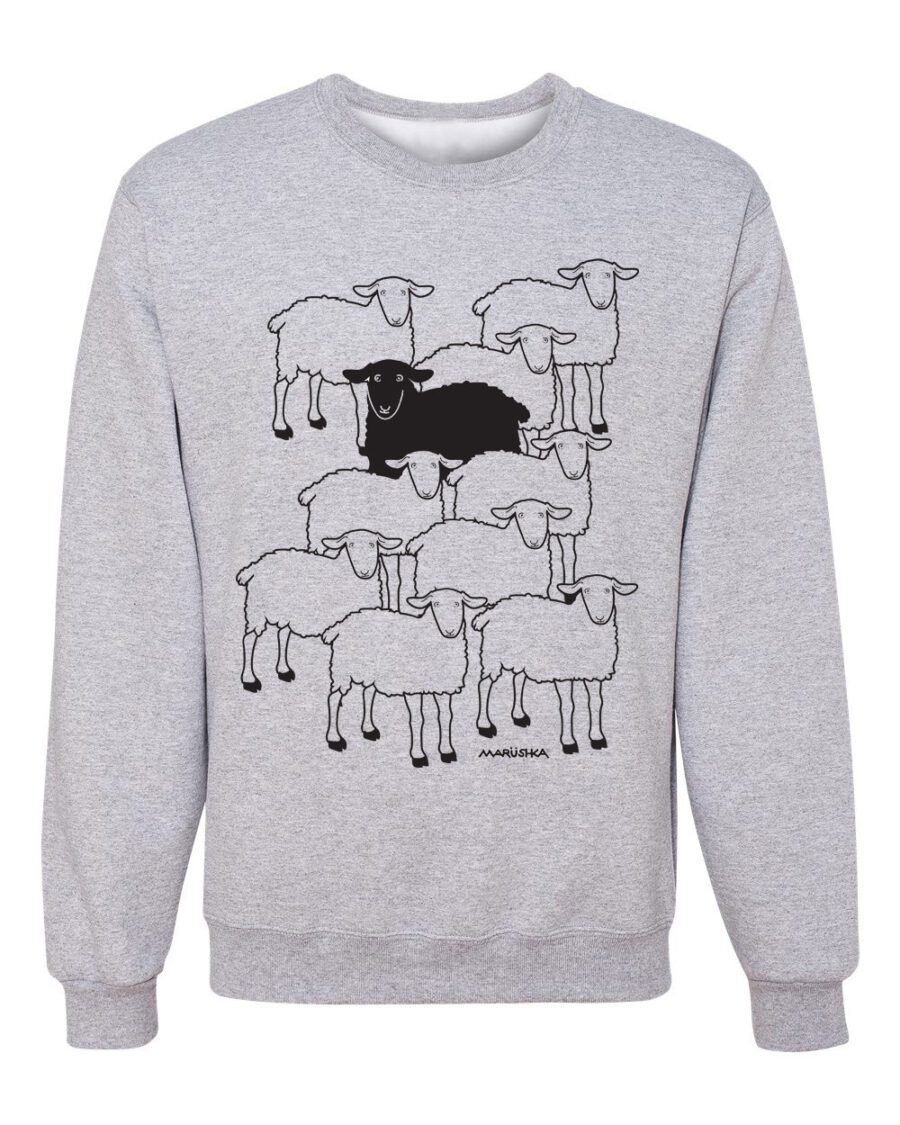 Crewneck Sweatshirt Black Sheep (Black on Ash)