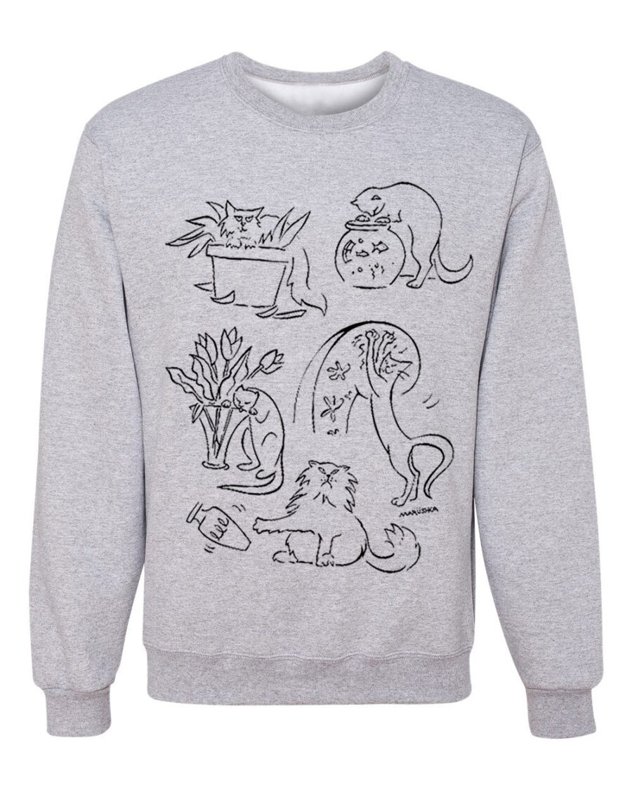 Crewneck Sweatshirt Bad Cats (Black on Ash)