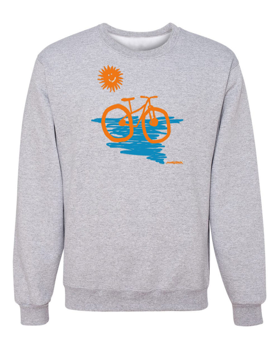 Crewneck Sweatshirt Beach Cruiser (Orange & Aqua on Ash)