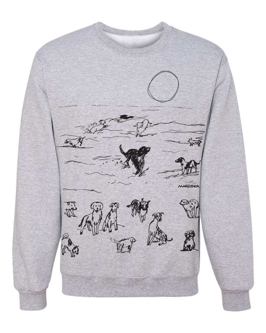 Crewneck Sweatshirt Beach Dogs (Black on Ash)