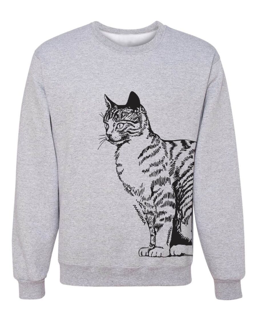Crewneck Sweatshirt Cat Tail (Black on Ash)