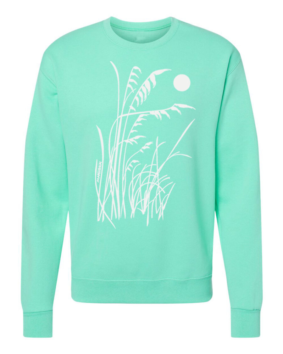 Crewneck Sweatshirt Beachy (White on Aqua)