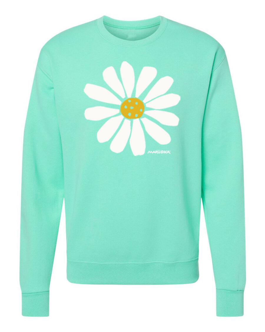 Crewneck Sweatshirt Big Daisy (Multi on Aqua)