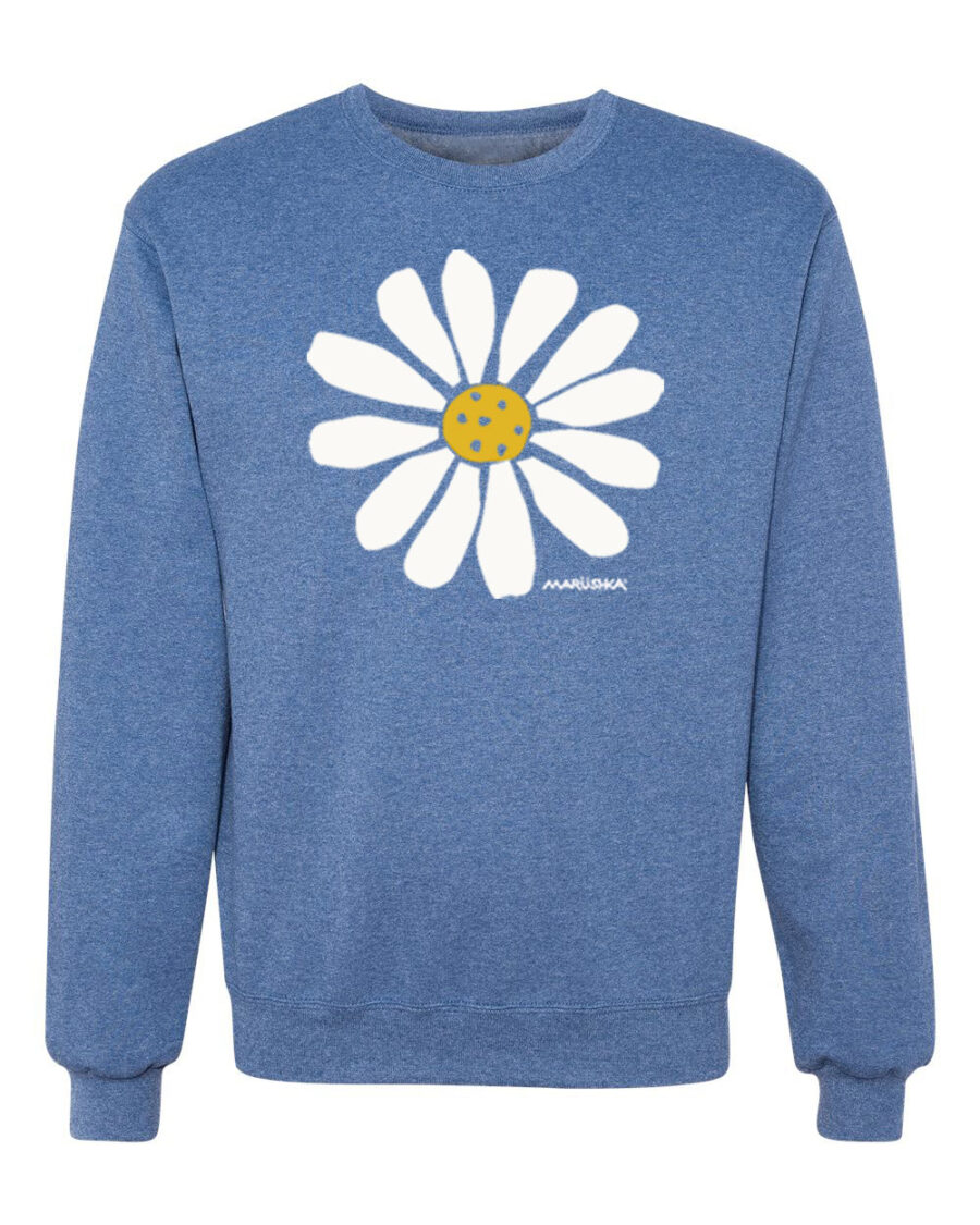 Crewneck Sweatshirt Big Daisy (Multi on Blue Heather)
