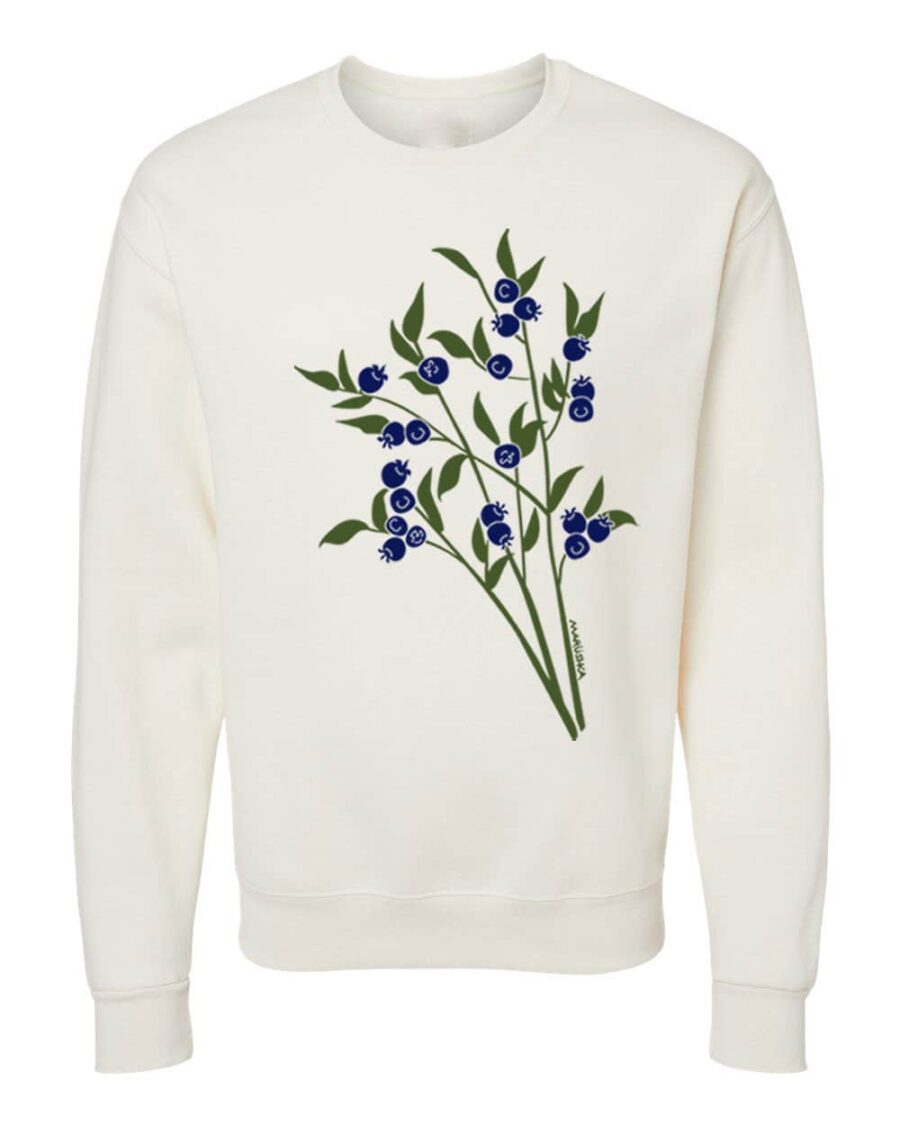 Crewneck Sweatshirt Blueberries (Navy & Olive on Creme)