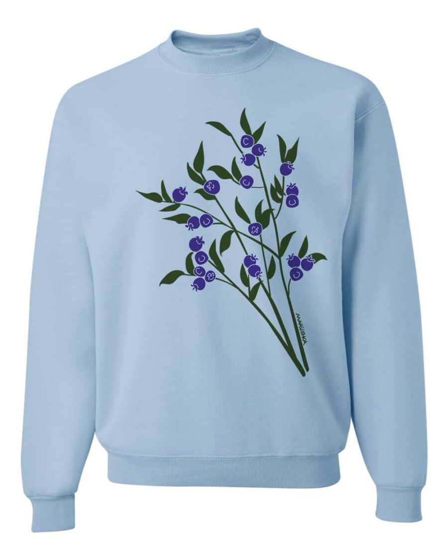 Crewneck Sweatshirt Blueberries (Blue & Olive on Lt Blue)