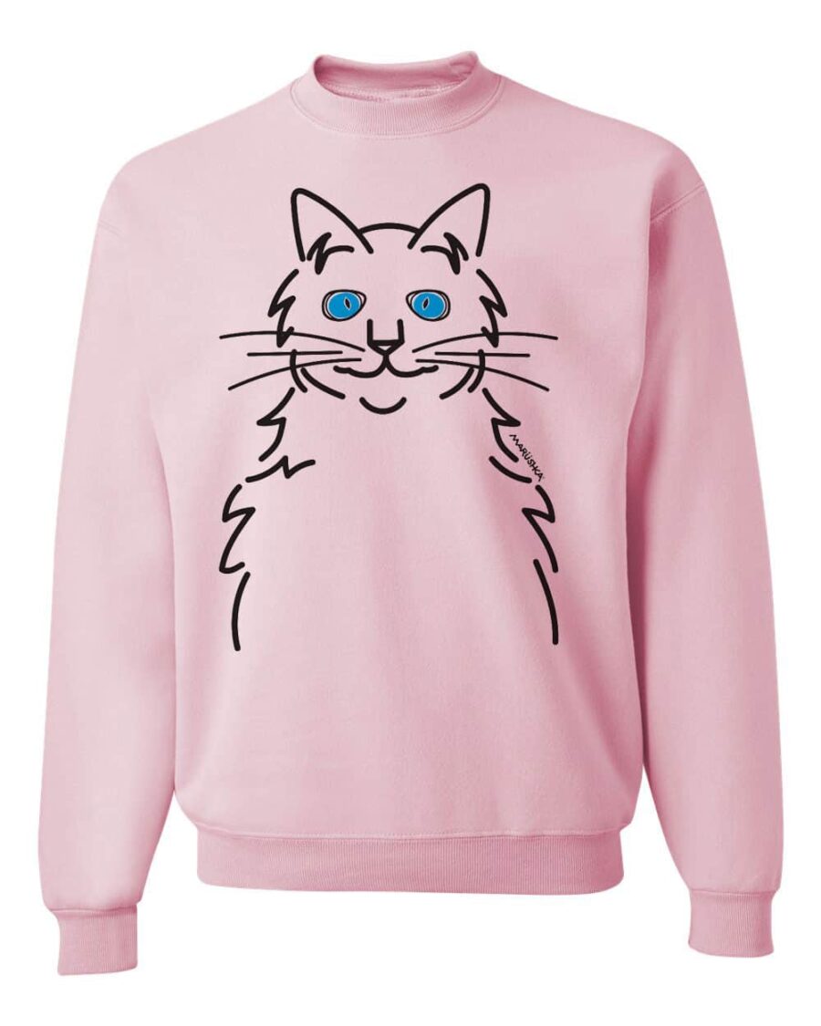 Crewneck Sweatshirt Cat Eyes (Multi on Light Pink)