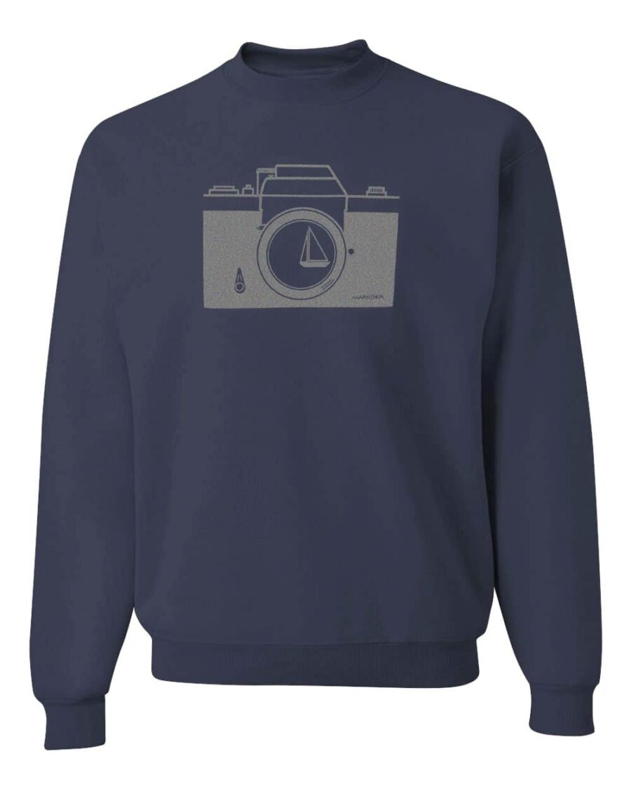 Crewneck Sweatshirt Camera (Silver on Navy)