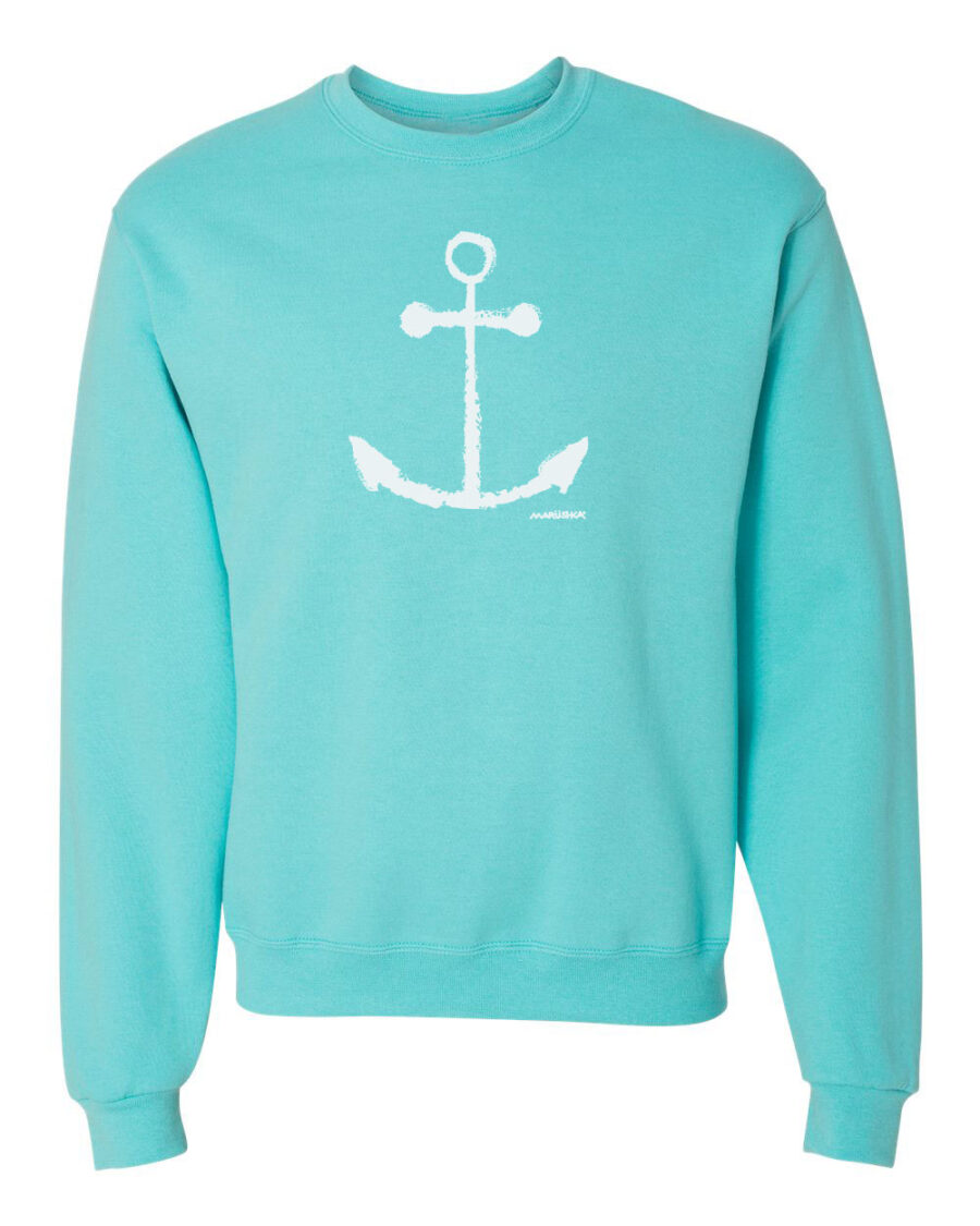 Crewneck Sweatshirt Anchor (White on Pool)