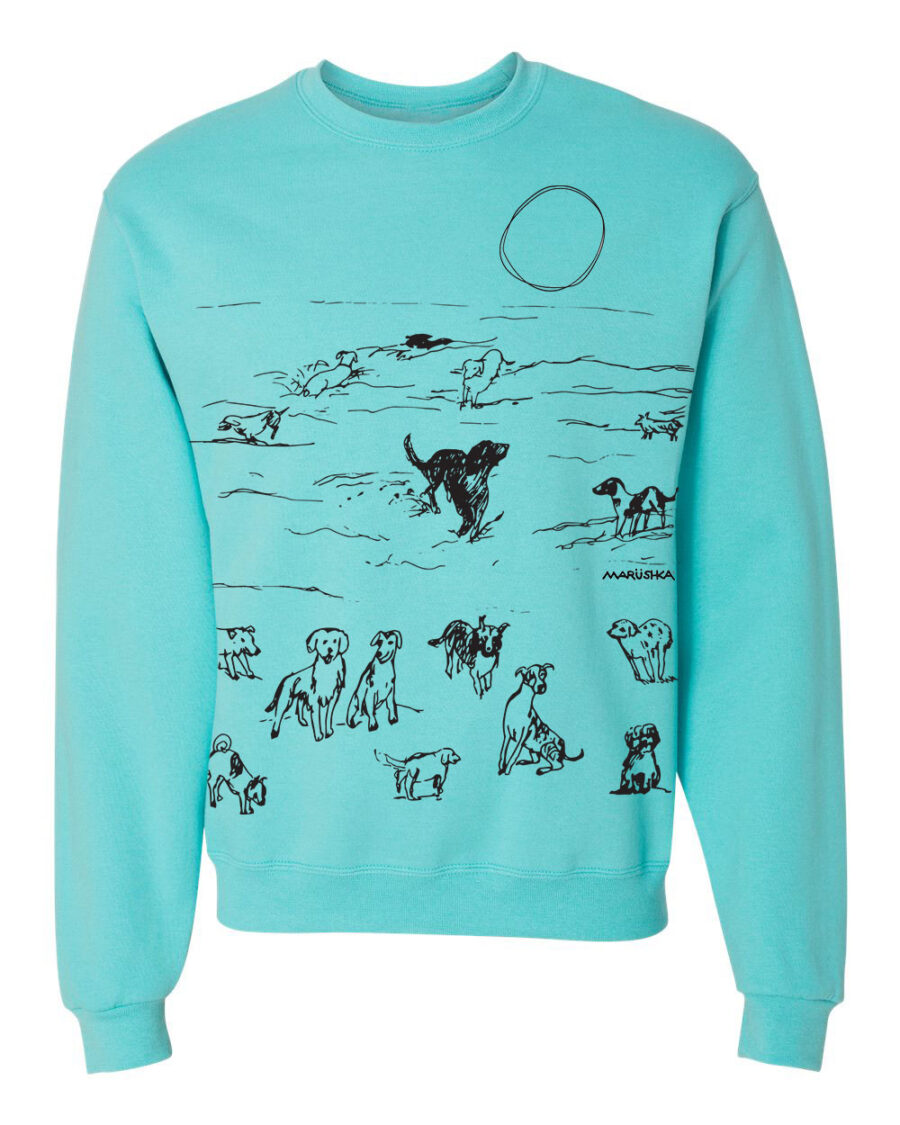 Crewneck Sweatshirt Beach Dogs (Black on Pool)