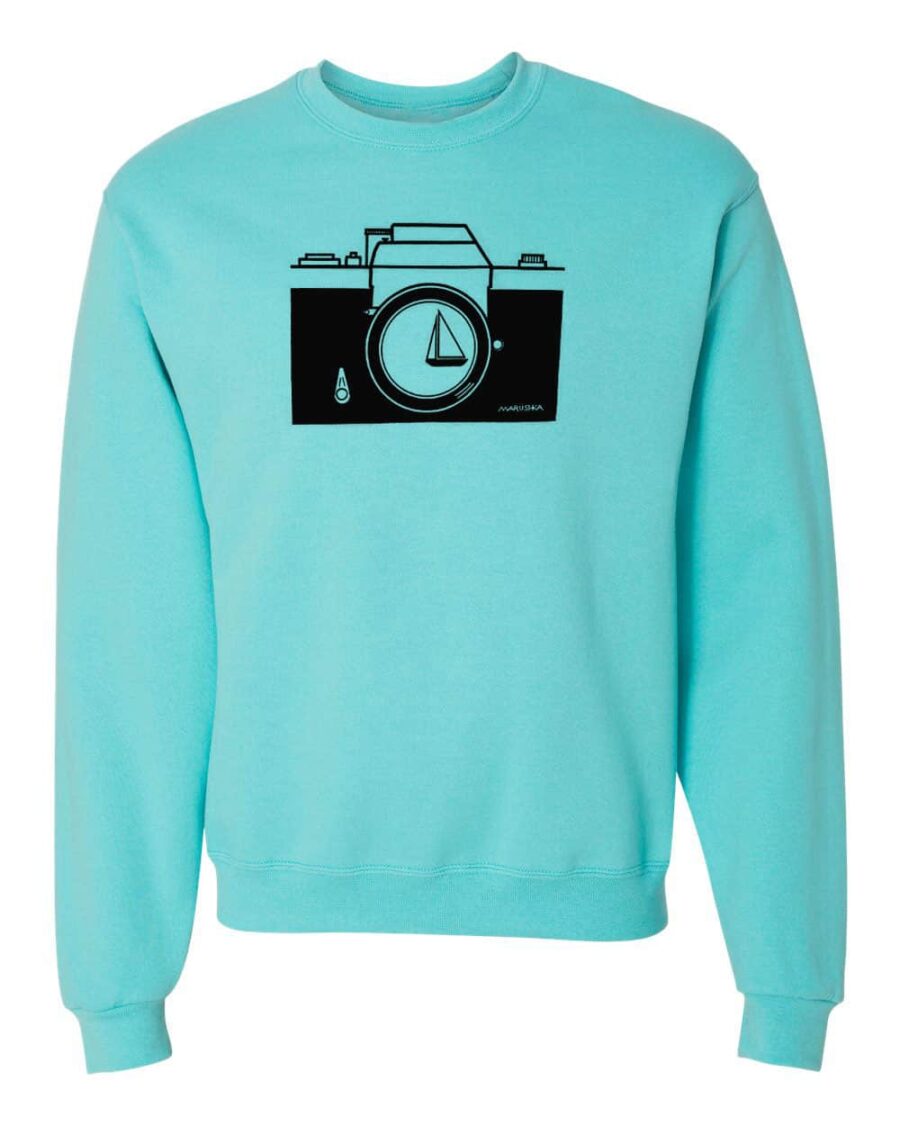 Crewneck Sweatshirt Camera (Black on Pool)