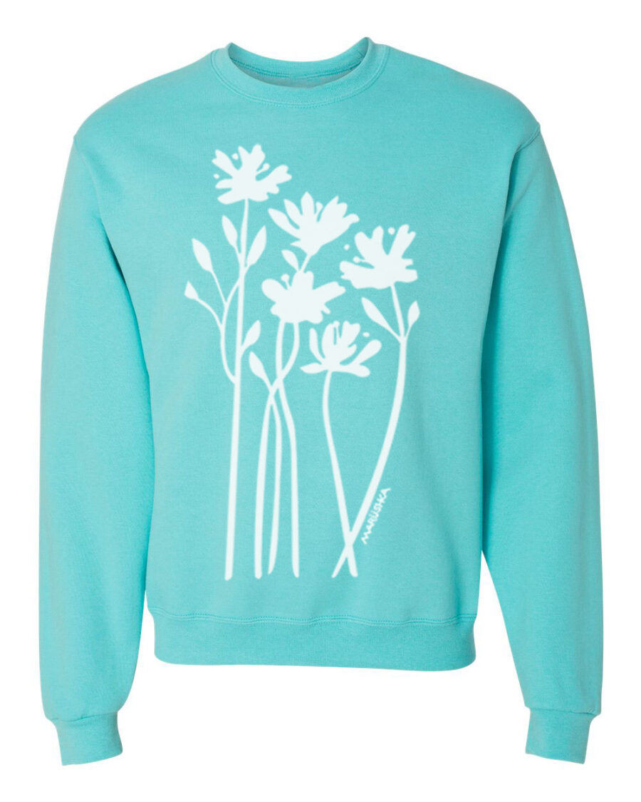 Crewneck Sweatshirt Bloom (White on Pool)