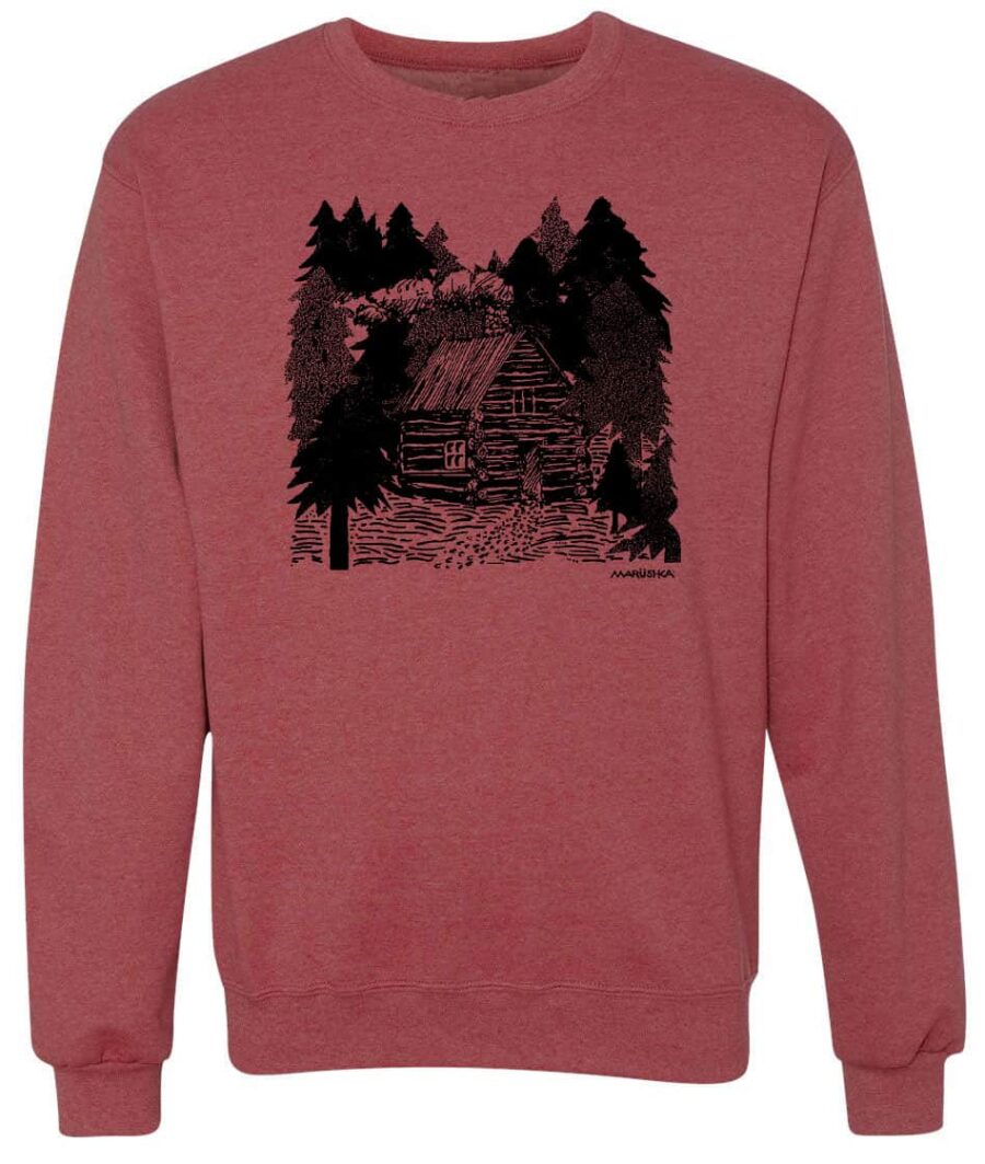 Crewneck Sweatshirt Cabin (Black on Red Heather)