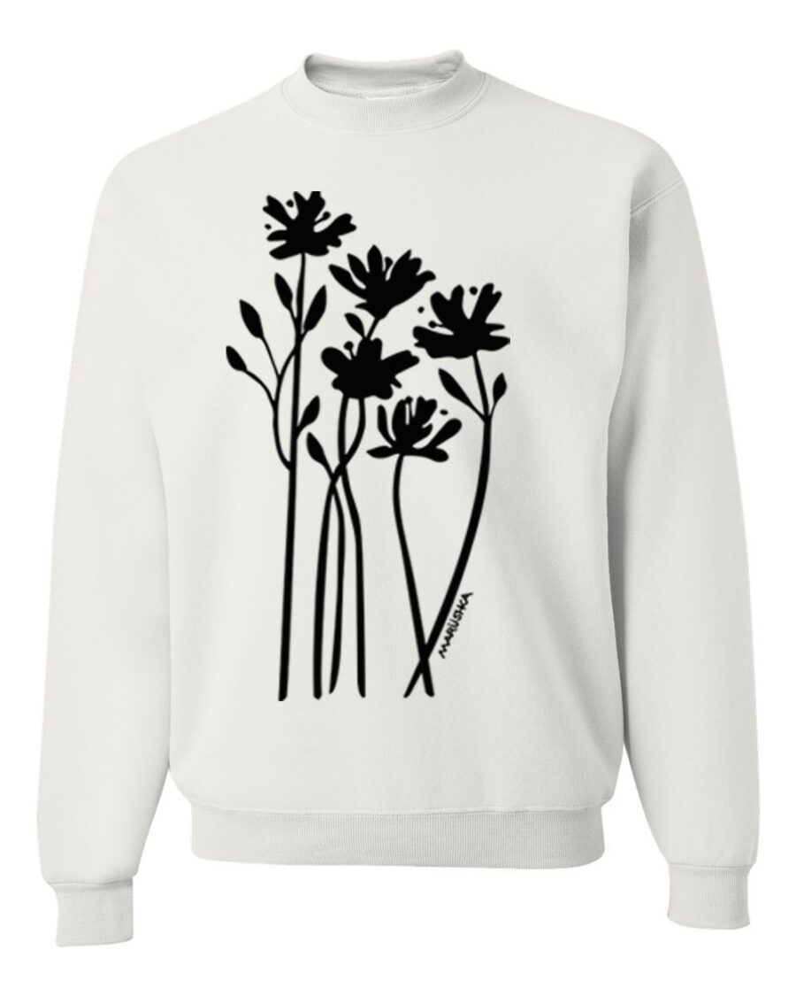 Crewneck Sweatshirt Bloom (Black on White)