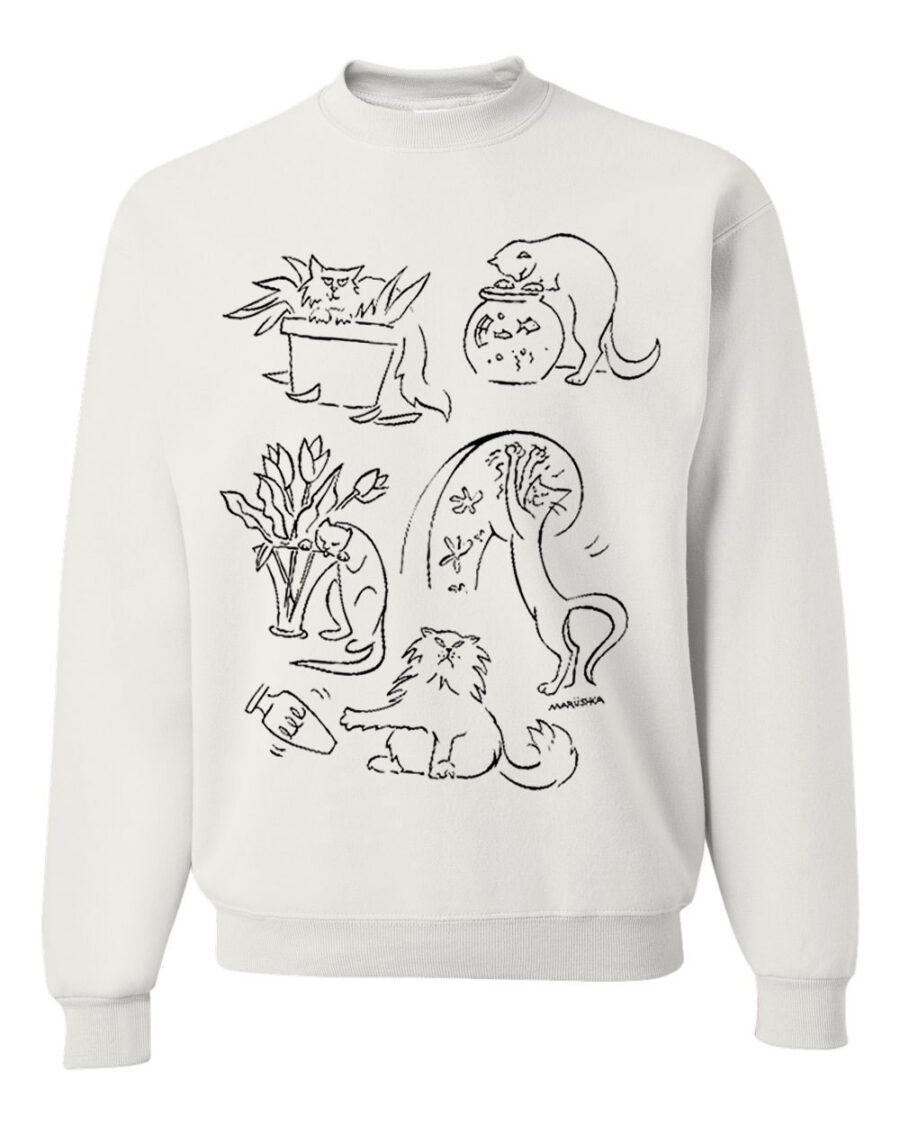 Crewneck Sweatshirt Bad Cats (Black on White)