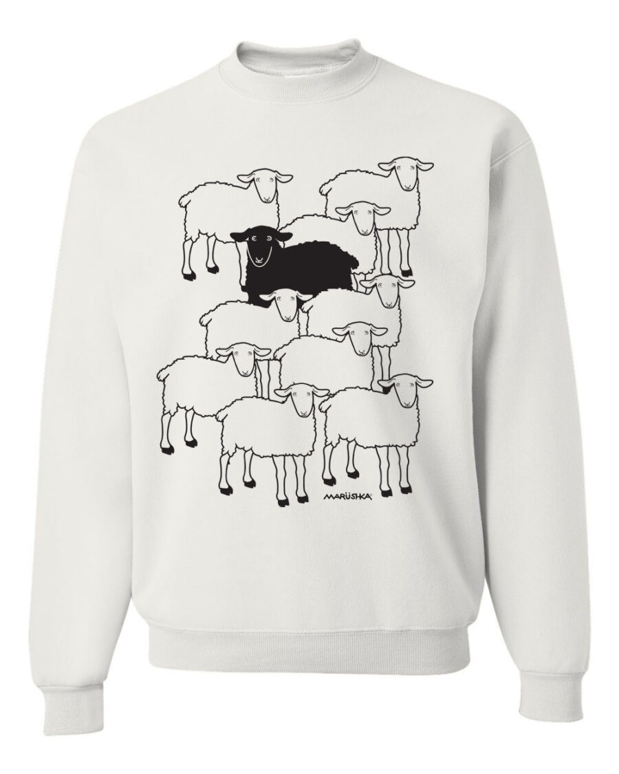 Crewneck Sweatshirt Black Sheep (Black on White)