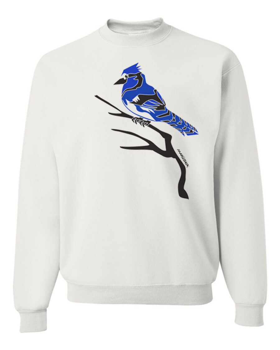 Crewneck Sweatshirt Blue Jay (Black & Blue on White)