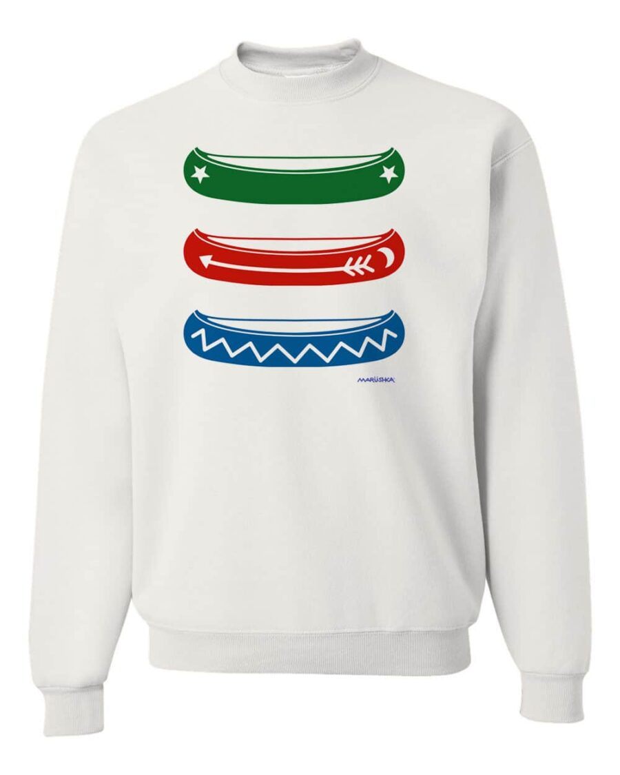 Crewneck Sweatshirt Canoes (Multi on White)