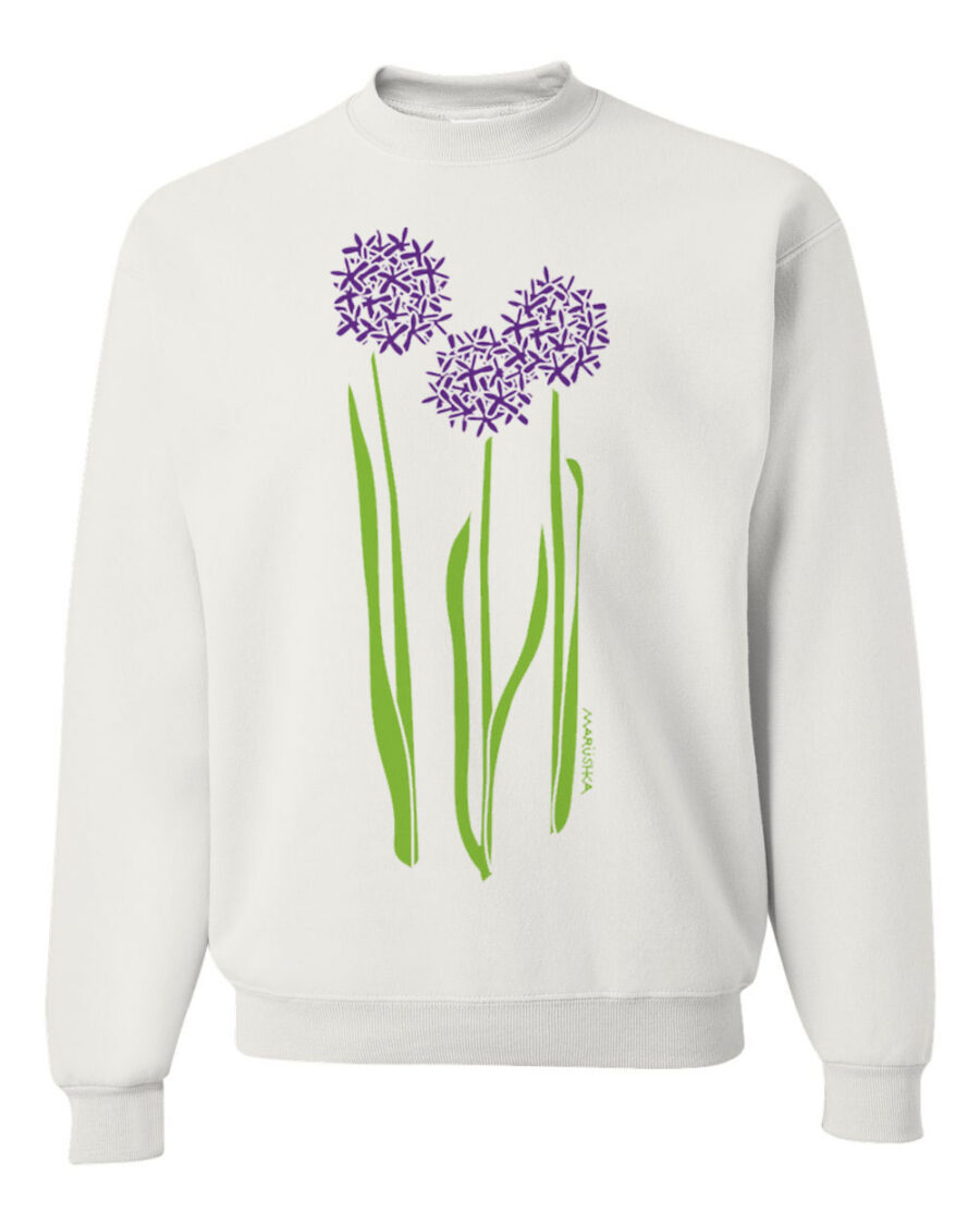 Crewneck Sweatshirt Allium (Purple & Olive on White)