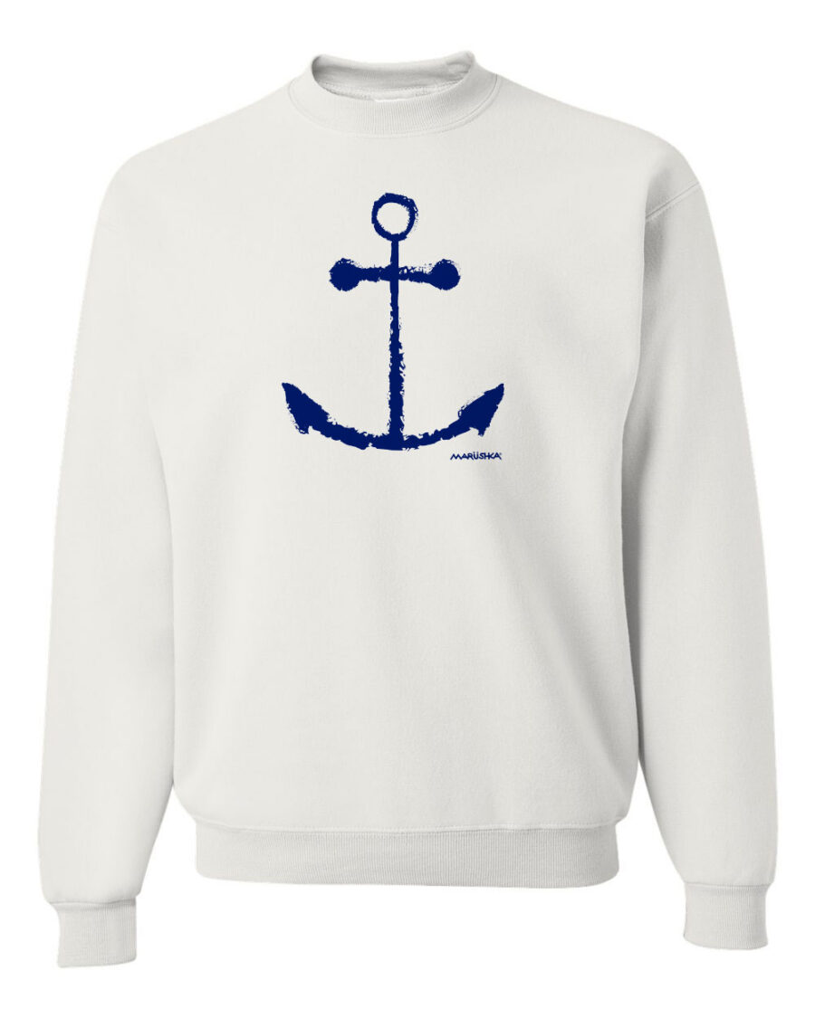 Crewneck Sweatshirt Anchor (Navy on White)