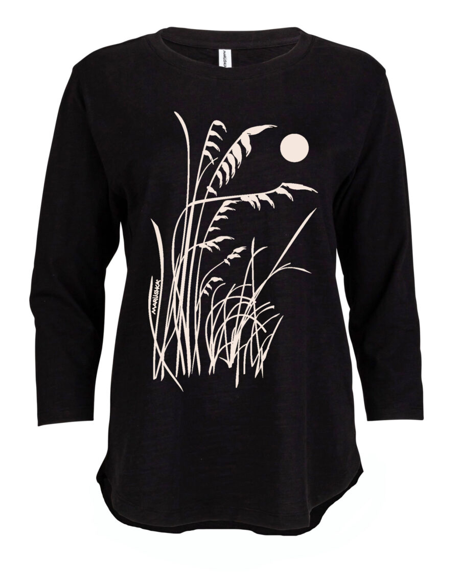 3/4 Slub Hi-Lo Beachy (Natural on Black)