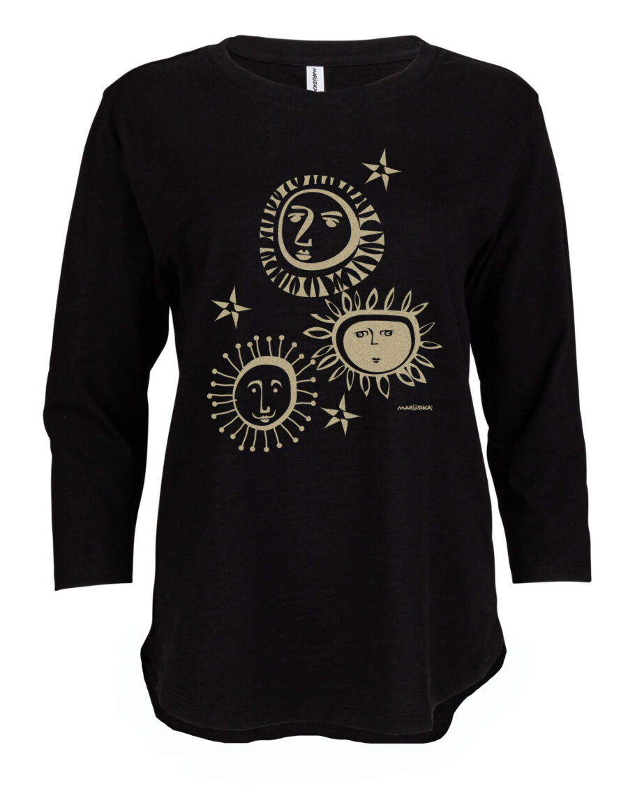 3/4 Slub Hi-Lo 3 Suns (Gold on Black)