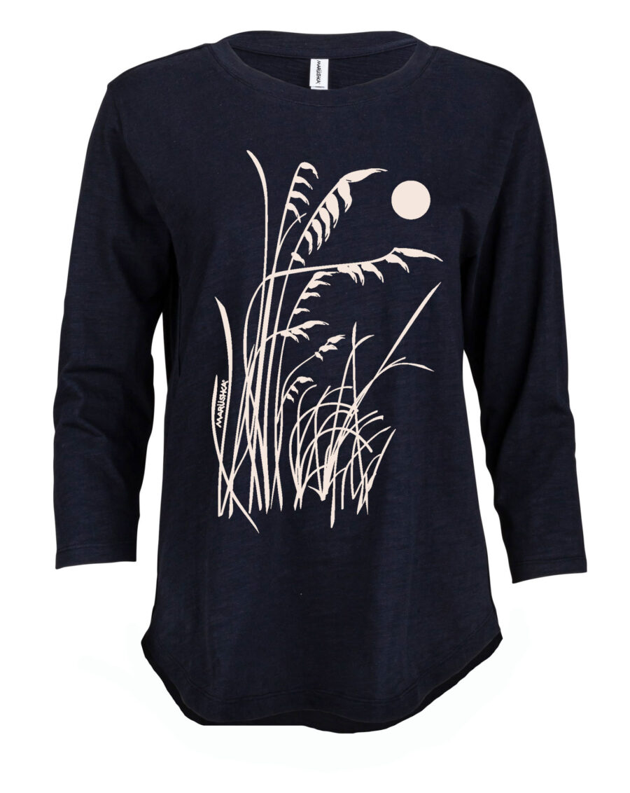 3/4 Slub Hi-Lo Beachy (Natural on Navy)
