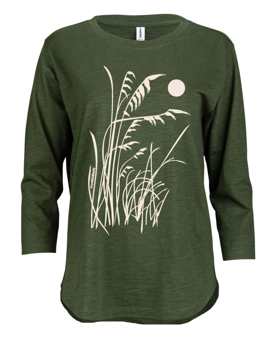 3/4 Slub Hi-Lo Beachy (Natural on Olive)