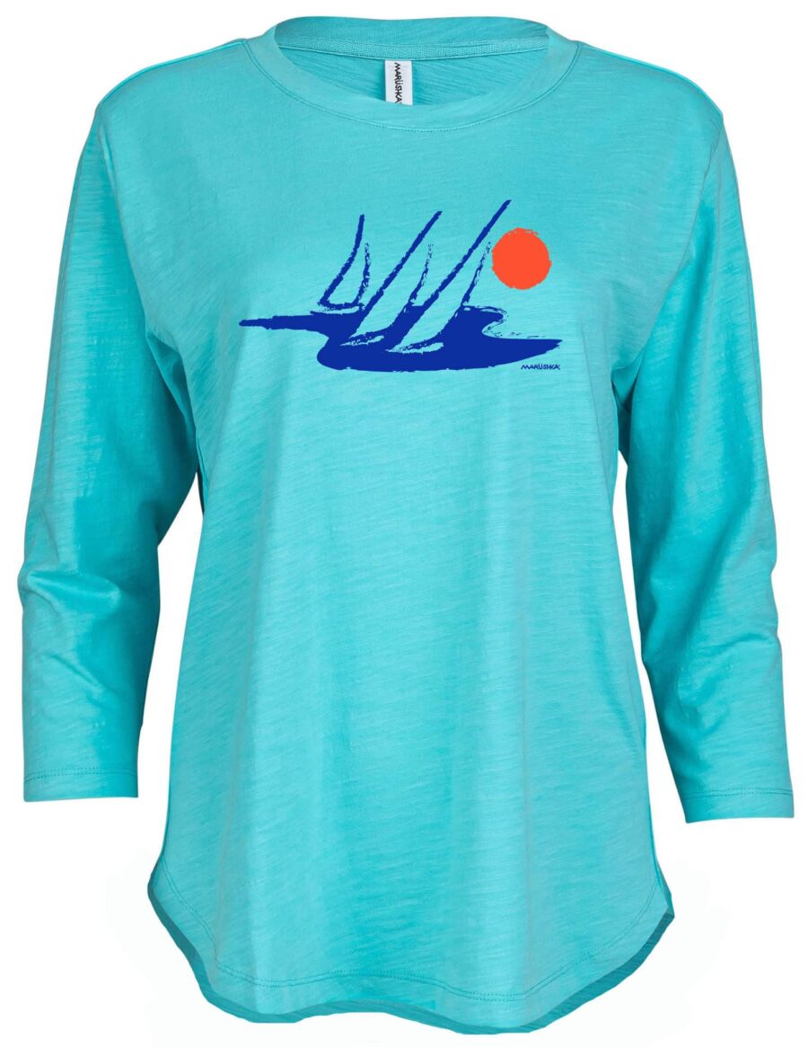 3/4 Slub Hi-Lo Boat Sun (Blue & Reddish on Pool)