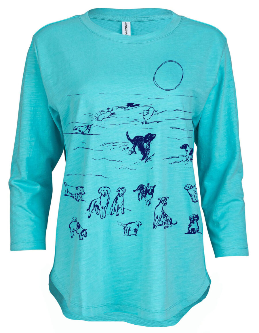 3/4 Slub Hi-Lo Beach Dogs (Navy on Pool)