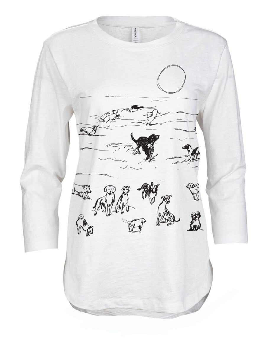 3/4 Slub Hi-Lo Beach Dogs (Black on White)
