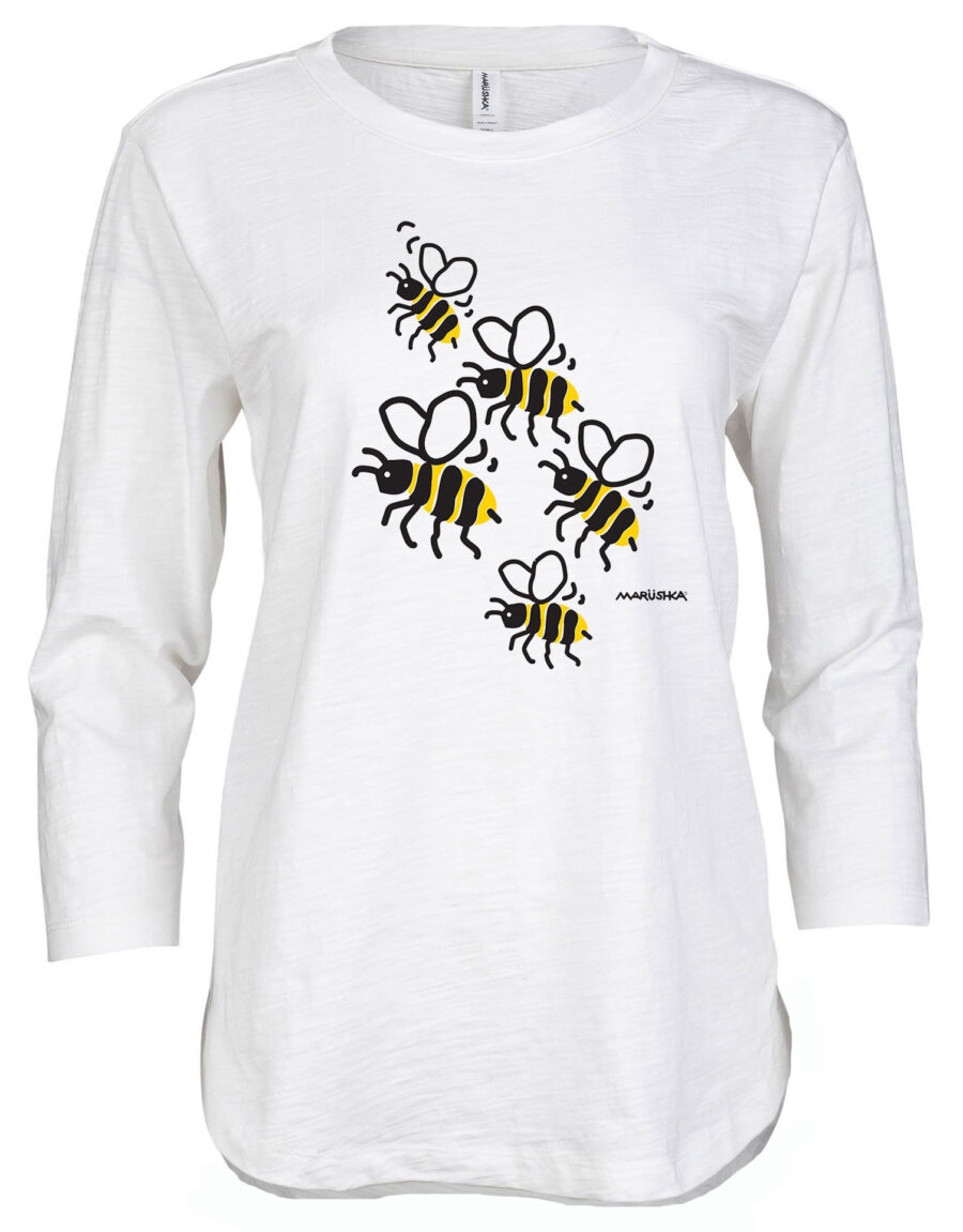 3/4 Slub Hi-Lo Bees (Multi on White)
