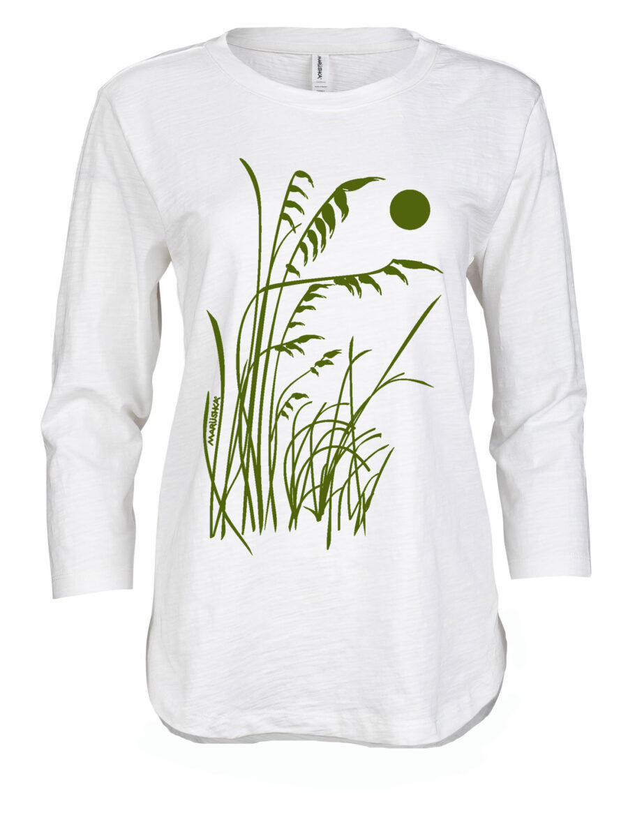 3/4 Slub Hi-Lo Beachy (Sage on White)