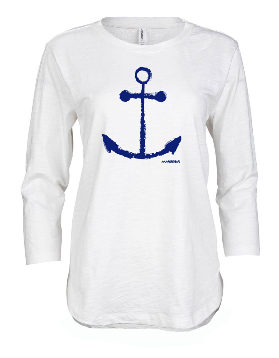 3/4 Slub Hi-Lo Anchor (Navy on White)