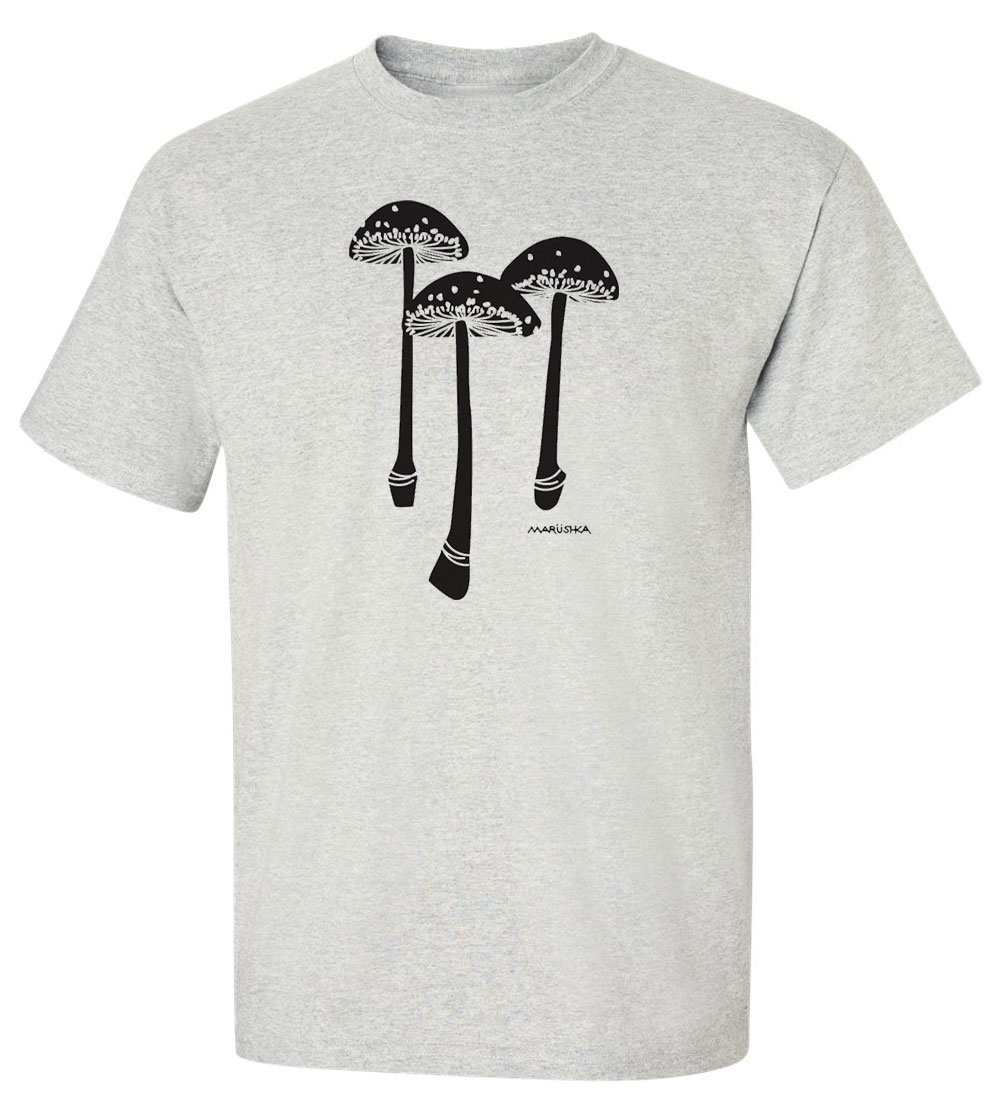 Short Sleeve T 3 Mushrooms (Black on Ash)