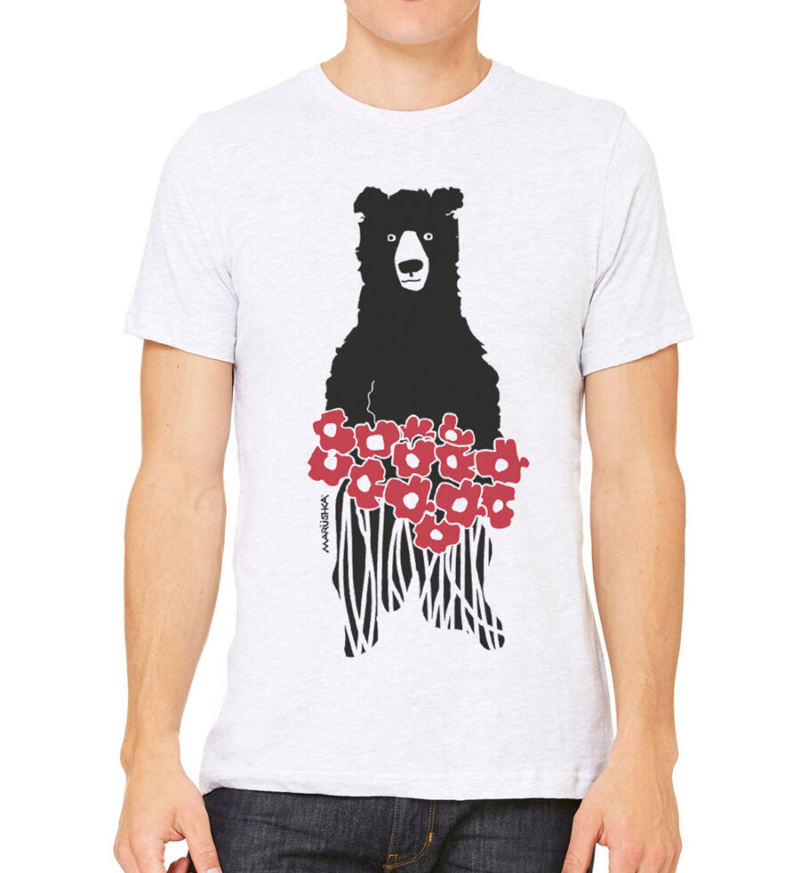 Short Sleeve T Bear Flowers (Multi on Ash)