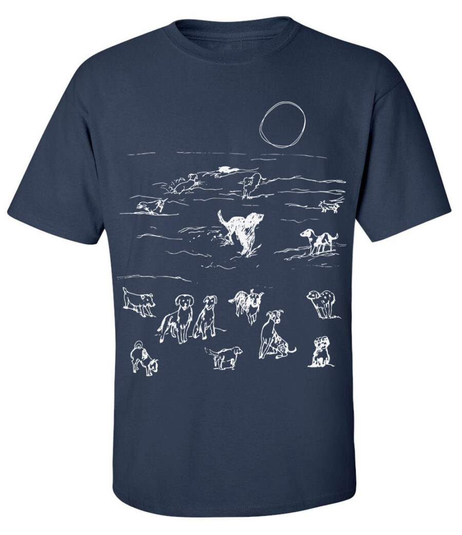 Short Sleeve T Beach Dogs (White on Navy)