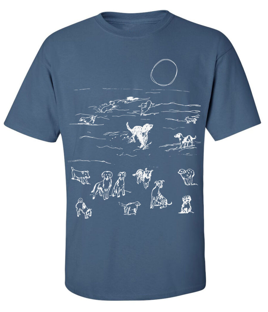 Short Sleeve T Beach Dogs (White on Indigo)
