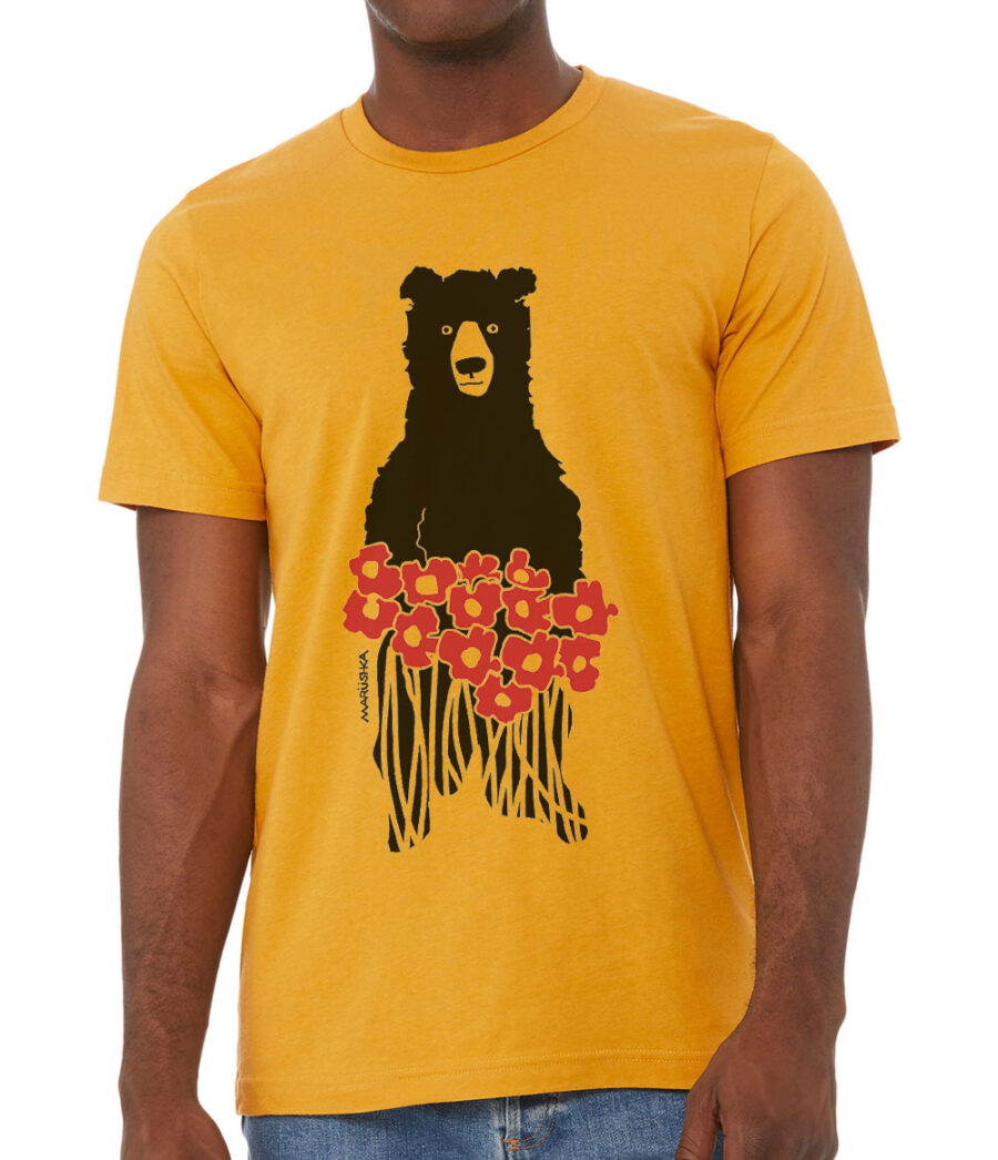 Short Sleeve T Bear Flowers (Multi on Mustard)