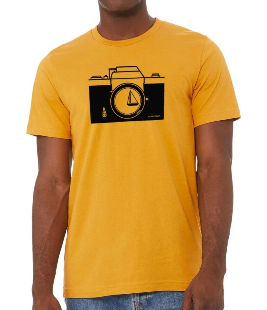 Short Sleeve T Camera (Black on Mustard)