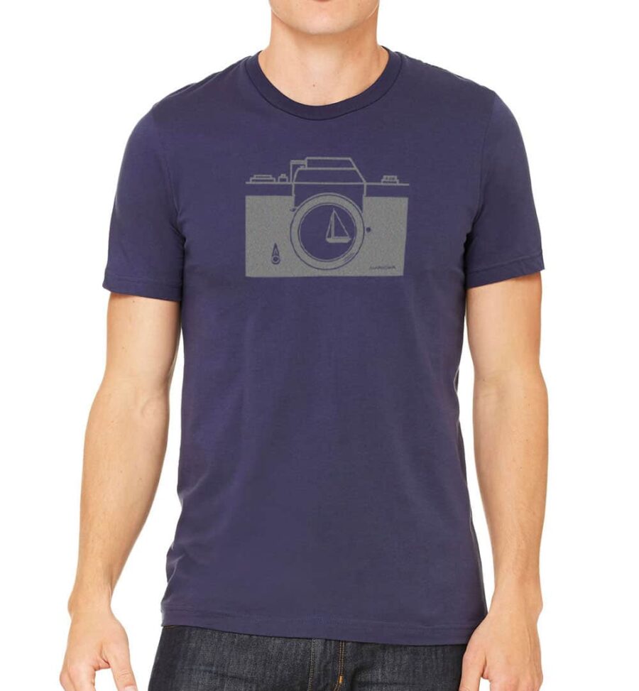 Short Sleeve T Camera (Silver on Navy)