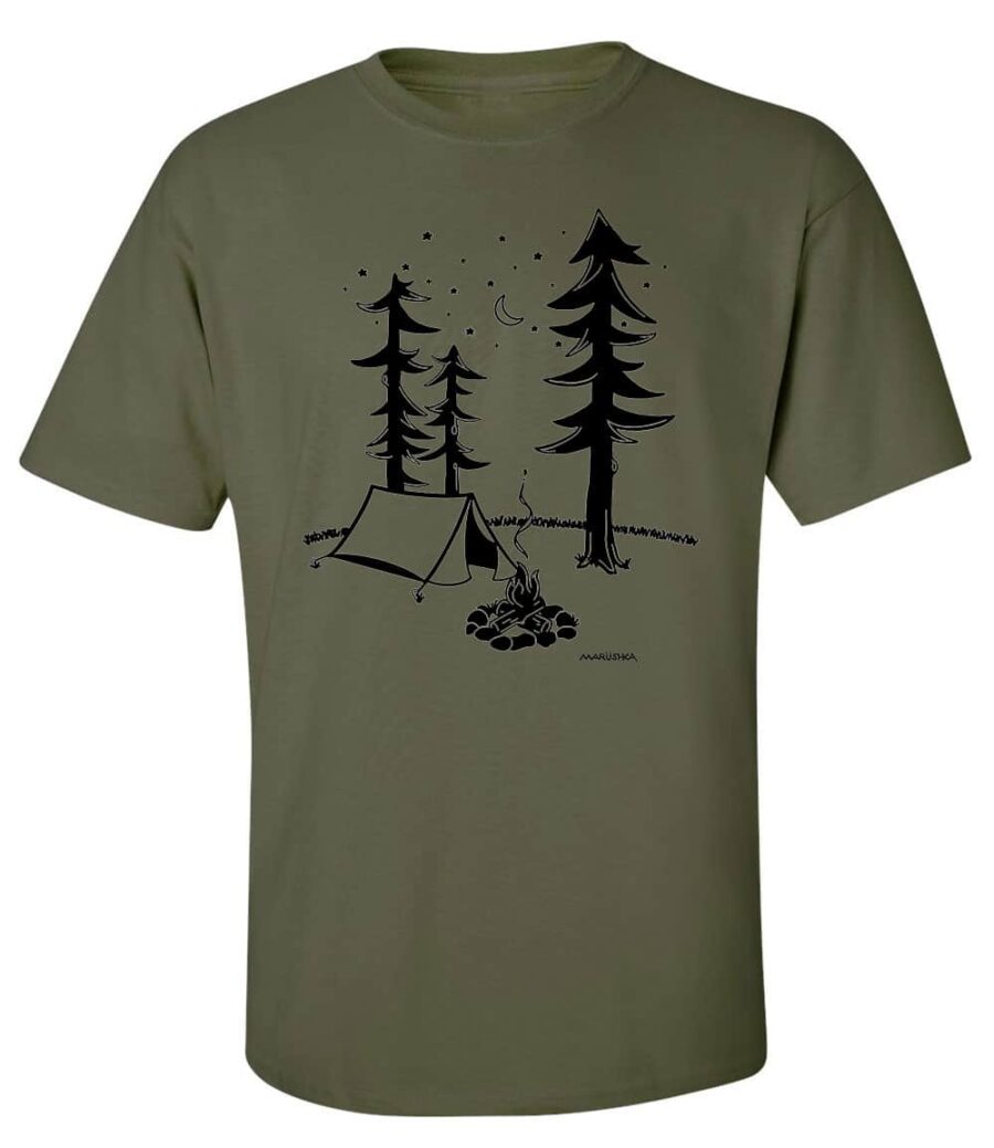 Short Sleeve T Campsite (Black on Olive)